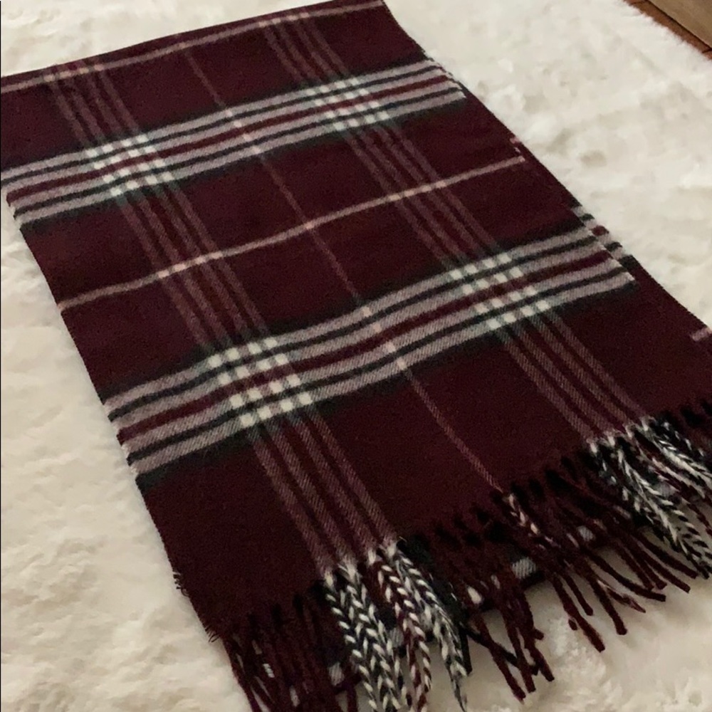 Plaid Burgundy Scarf
